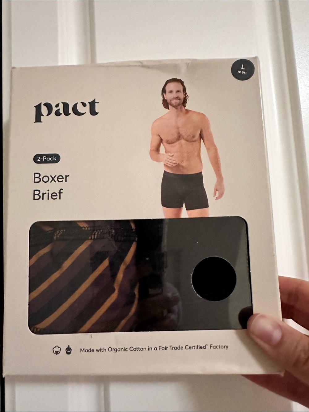 NWT Pact Sz L Organic Cotton Breathable  Stretchy Boxer Briefs W/ Vertical Fly
